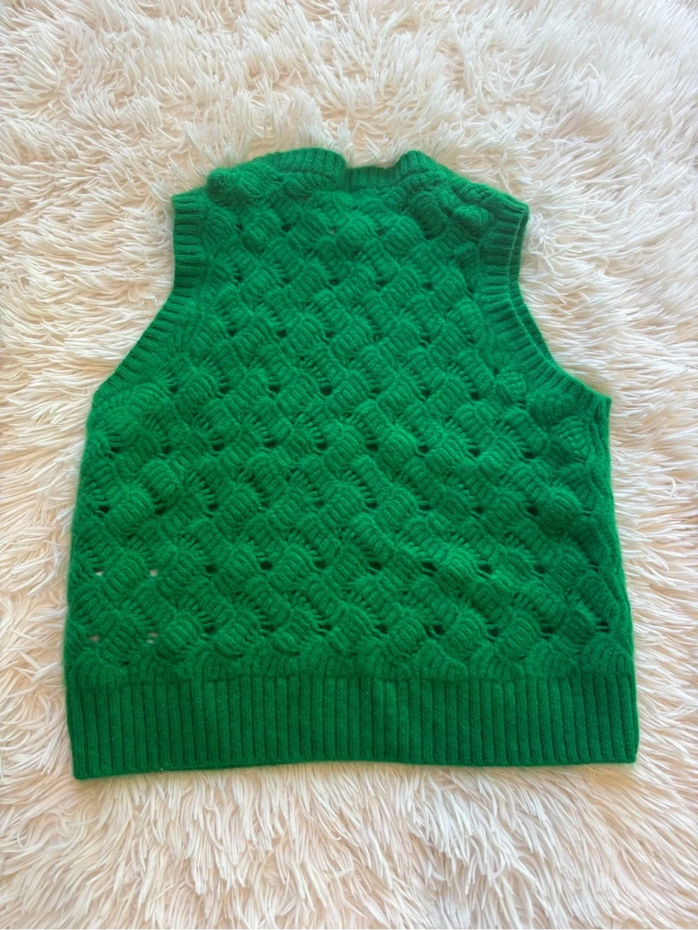 J. Crew Green Cashmere Cable Knit Vest